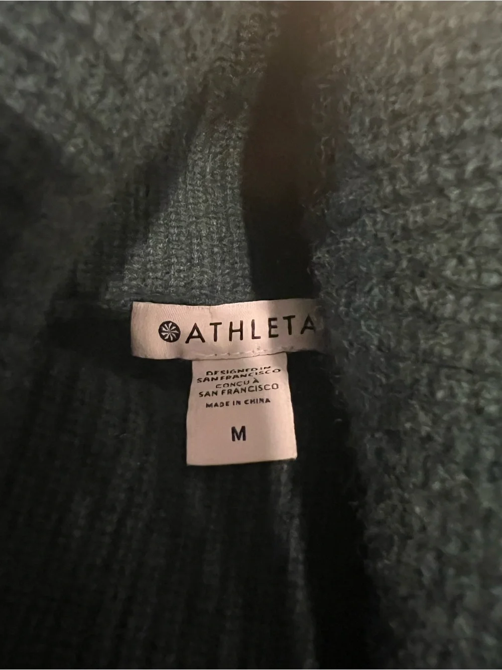 Athleta Dark Green Merino-Cashmere Turtleneck Sweater